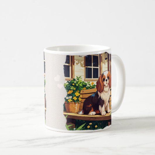 Cavalier King Charles Pastel mit Blume Kaffeetasse (VorderseiteRechts)