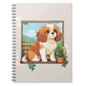 Cavalier King Charles Pastel mit Blume Notizblock (Vorderseite)