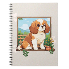 Cavalier King Charles Pastel mit Blume Notizblock