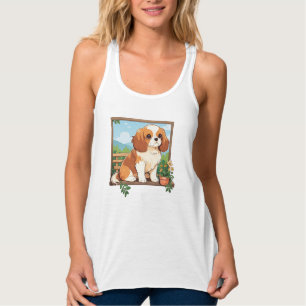 Cavalier King Charles Pastel mit Blume Tank Top