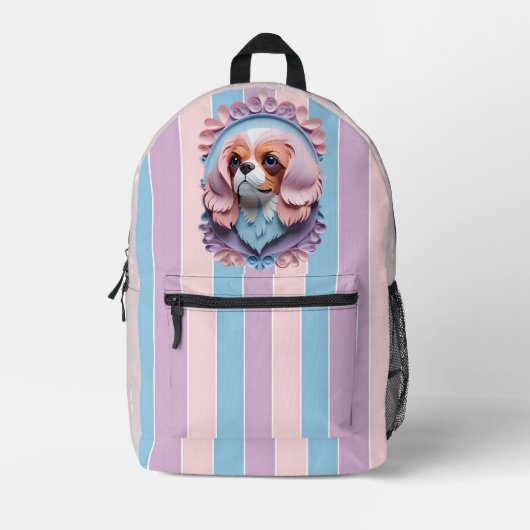 Cavalier King Charles Pastel Papier Schneiden Kuns Bedruckter Rucksack (Vorderseite)