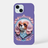 Cavalier King Charles Pastel Papier Schneiden Kuns iPhone 15 Hülle (Rückseite)