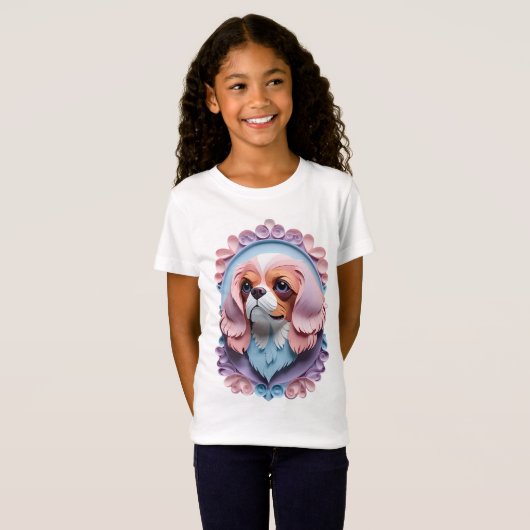 Cavalier King Charles Pastel Papier Schneiden Kuns T-Shirt (Vorne ganz)