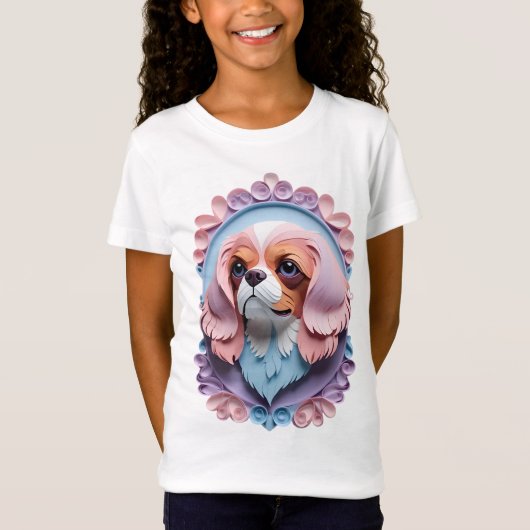 Cavalier King Charles Pastel Papier Schneiden Kuns T-Shirt (Vorderseite)