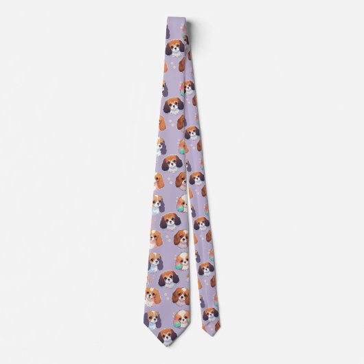 Cavalier King Charles Pastel Pattern Krawatte (Vorderseite)