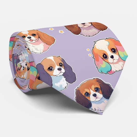 Cavalier King Charles Pastel Pattern Krawatte (Gerollt)