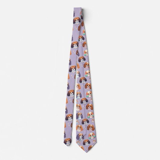 Cavalier King Charles Pastel Pattern Krawatte (Rückseite)