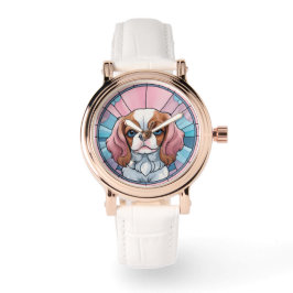 Cavalier King Charles Pastel Pink verkettetes Glas Armbanduhr