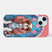 Cavalier King Charles Pastel Pink verkettetes Glas iPhone 15 Hülle (Rückseite (Horizontal))