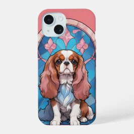 Cavalier King Charles Pastel Pink verkettetes Glas iPhone 15 Hülle