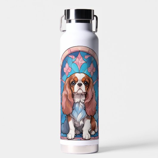 Cavalier King Charles Pastel Pink verkettetes Glas Trinkflasche (Vorne)