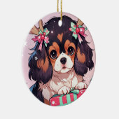 Cavalier King Charles Pastel Weihnachtsgeschenke Keramik Ornament (Rechts)