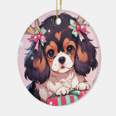 Cavalier King Charles Pastel Weihnachtsgeschenke Keramik Ornament (Links)