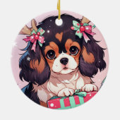 Cavalier King Charles Pastel Weihnachtsgeschenke Keramik Ornament (Hinten)