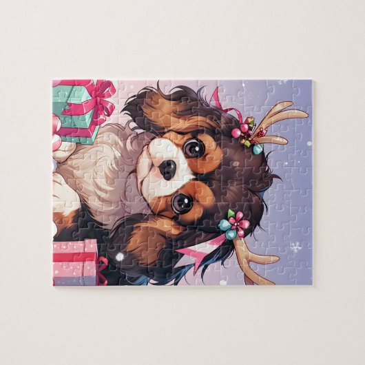 Cavalier King Charles Pastel Weihnachtsgeschenke Puzzle (Horizontal)