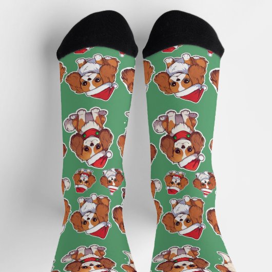 Cavalier King Charles Pastel Weihnachtsmuster Socken (Oben)