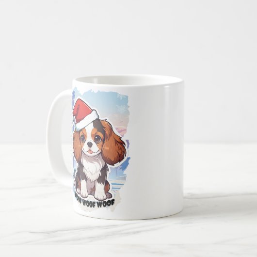 Cavalier King Charles Pastel Weihnachtswoof Kaffeetasse (Vorderseite Links)