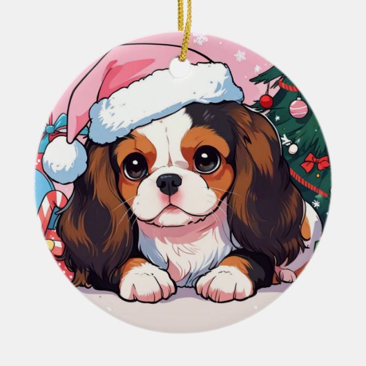 Cavalier King Charles Pastellhut Keramik Ornament (Vorne)