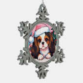 Cavalier King Charles Pastellhut Schneeflocken Zinn-Ornament (Links)