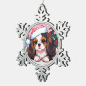 Cavalier King Charles Pastellhut Schneeflocken Zinn-Ornament (Rechts)