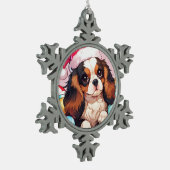 Cavalier King Charles Pastellhut Schneeflocken Zinn-Ornament (Links)