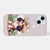 Cavalier King Charles Pastellrosa Cowboy iPhone 15 Hülle (Rückseite (Horizontal))