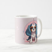 Cavalier King Charles Pink Pastel Unicorn Kaffeetasse (VorderseiteRechts)