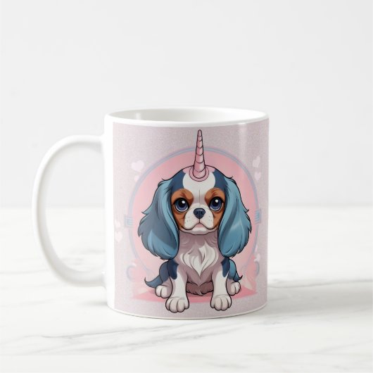 Cavalier King Charles Pink Pastel Unicorn Kaffeetasse (Links)