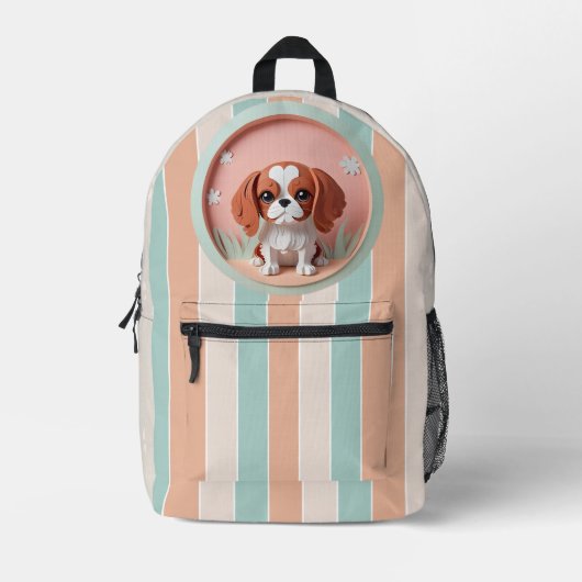 Cavalier King Charles Pink Pastellpapier schneiden Bedruckter Rucksack (Vorderseite)