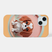 Cavalier King Charles Pink Pastellpapier schneiden iPhone 15 Hülle (Rückseite (Horizontal))
