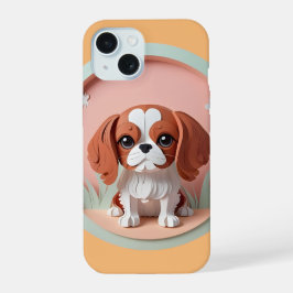 Cavalier King Charles Pink Pastellpapier schneiden iPhone 15 Hülle