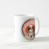 Cavalier King Charles Pink Pastellpapier schneiden Kaffeetasse (VorderseiteRechts)