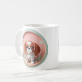 Cavalier King Charles Pink Pastellpapier schneiden Kaffeetasse (Vorderseite Links)