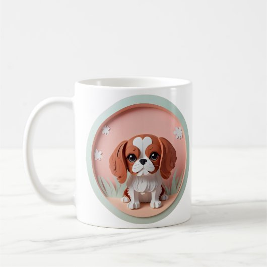 Cavalier King Charles Pink Pastellpapier schneiden Kaffeetasse (Links)