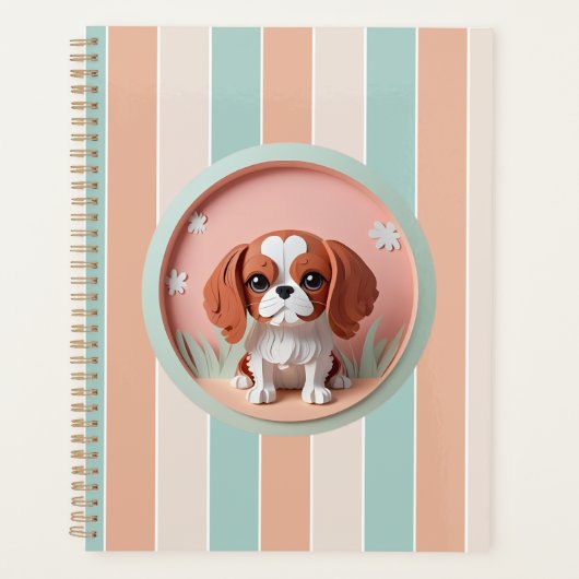 Cavalier King Charles Pink Pastellpapier schneiden Planer (Vorderseite)