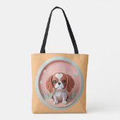 Cavalier King Charles Pink Pastellpapier schneiden Tasche (Rückseite)