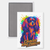 Cavalier King Charles Pop-Art Magnet (Vorderseite/Rückseite)