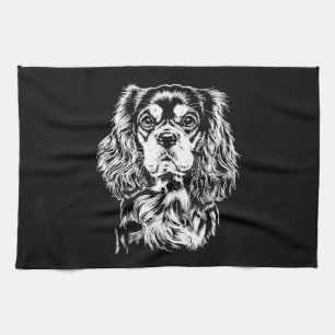 Cavalier King Charles Porträt Minimalistische Bekl Geschirrtuch