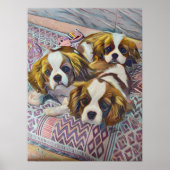 Cavalier KIng Charles Puppies Custom Art Print Poster (Vorne)