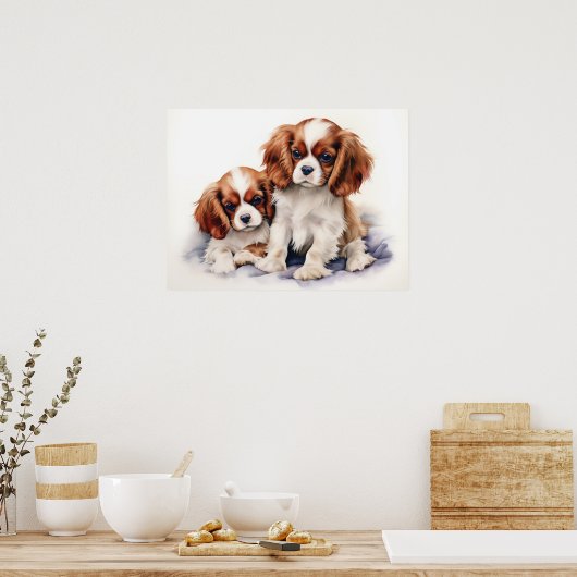 Cavalier King Charles Puppies Poster (Küche)