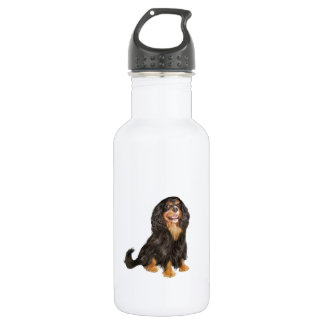 Cavalier King Charles (R) - Schwarz und lohfarben. Trinkflasche