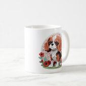 Cavalier King Charles Red Blume Paper Cutting Kaffeetasse (VorderseiteRechts)