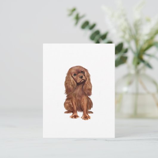 Cavalier King Charles - Ruby Postkarte (Stehend Vorderseite)