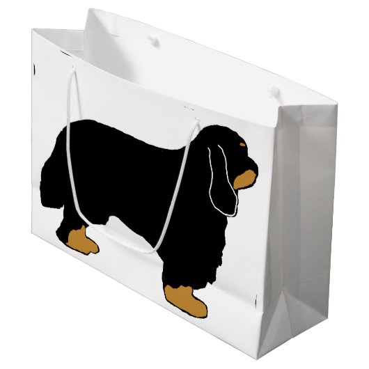 Cavalier King Charles schwarz und tan silo Große Geschenktüte (Vorderseite Schrägansicht)