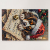 Cavalier King Charles Sleeping on Christmas Carols Puzzle (Horizontal)