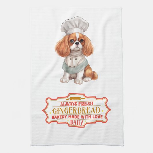 Cavalier King Charles Spanel Baking Gingerbread Geschirrtuch (Vertikal)