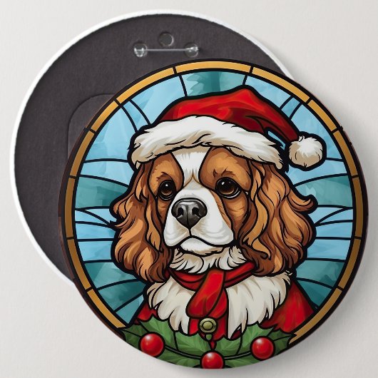 Cavalier King Charles Spanel Glass Weihnachtsfeier Button (Vorne & Hinten)