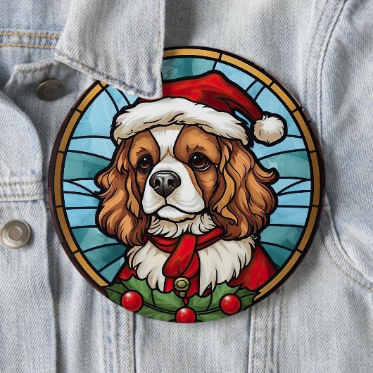 Cavalier King Charles Spanel Glass Weihnachtsfeier Button (Beispiel)