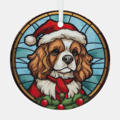 Cavalier King Charles Spanel Glass Weihnachtsfeier Ornament Aus Glas (Rückseite)