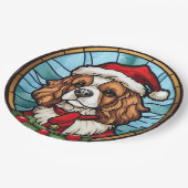 Cavalier King Charles Spanel Glass Weihnachtsfeier Pappteller (Schrägansicht)
